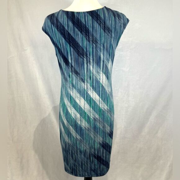 Chico's Easywear blue and turquoise abstract print shift dress size 0 (small) - Picture 2 of 5